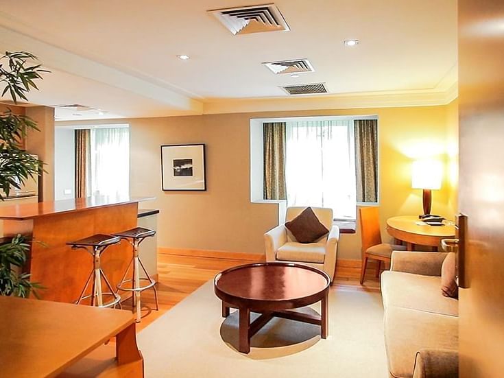 Living room of 2-bedroom apartment at Amara Hotel Singapore