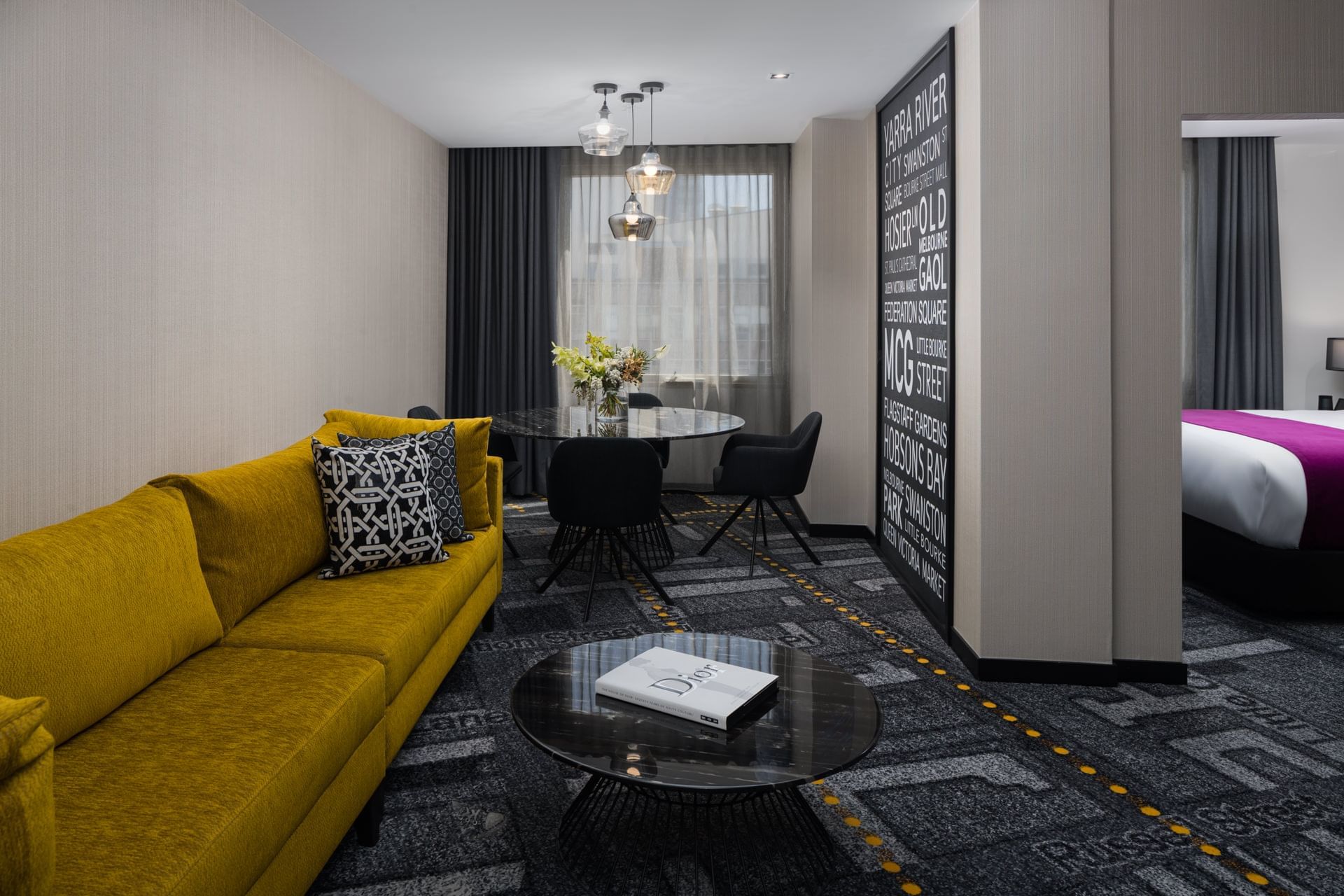 Living space of a room at Pullman Melbourne City Centre