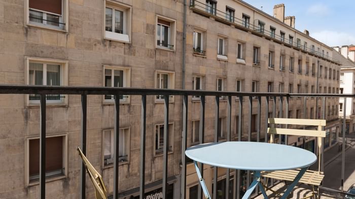 A balcony with a nice view at Hotel Notre Dame