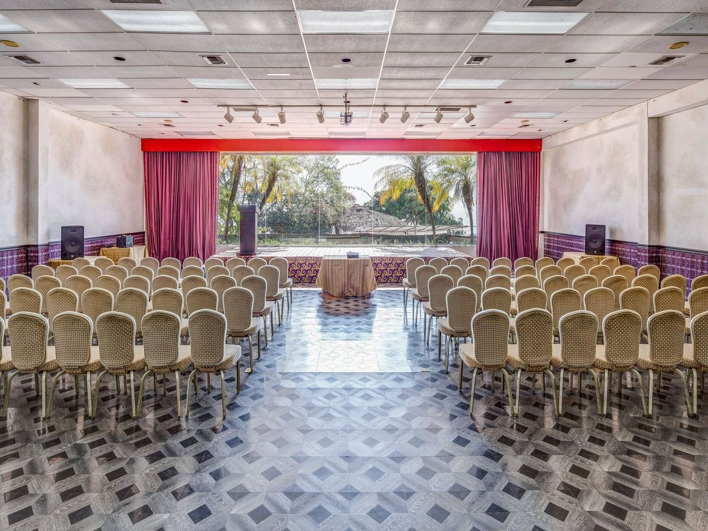 Theater set-up and podium with stage in Cerro De Oro at Porta Hotel del Lago