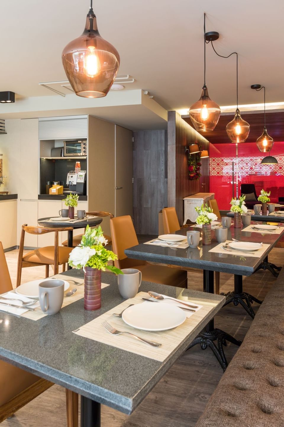 Table set-up in a café area at Dominion Suites Polanco