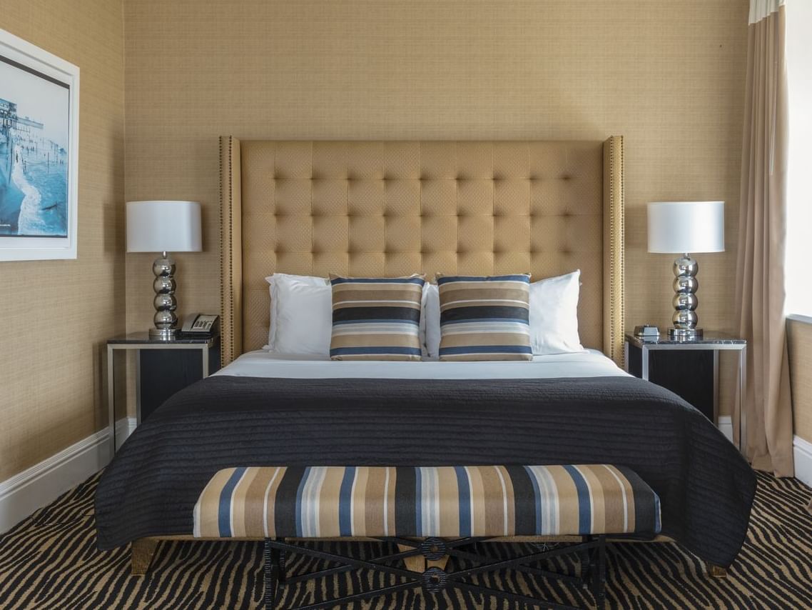 comfy bed in a hotel room