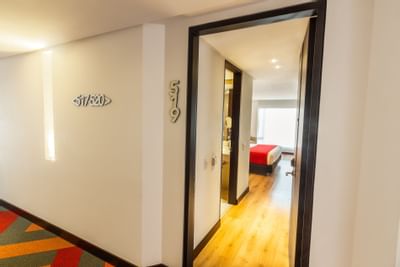 The entrance to a room at the hotel