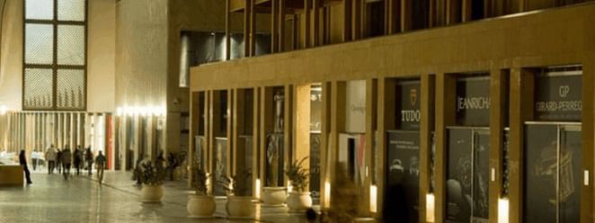 Night view of Beirut Souks with warm lights, showcasing stylish architecture, near Warwick Stone 55 - Beirut