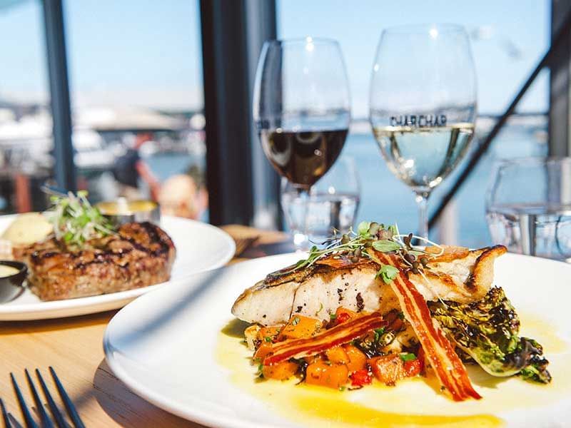 Seafood dishes served at Char Char restaurant near Be Fremantle