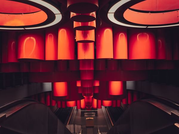 Escalators in Pannenhuis metro station near The Hotel Brussels