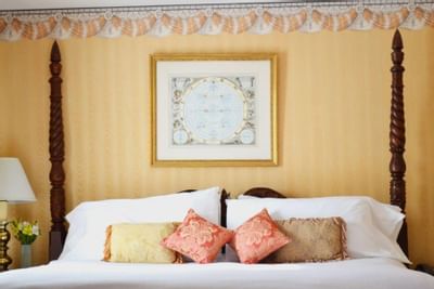 Close-up of a bed in Standard One King Room at Inn at Saratoga