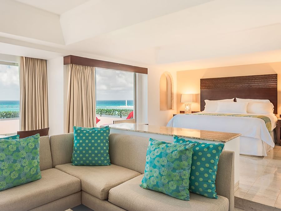 King bed & Couch in Ocean front Master Suite at La Colección