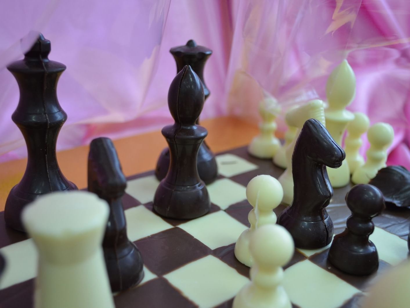 Close up on a chess board at Cradle Mountain Hotel