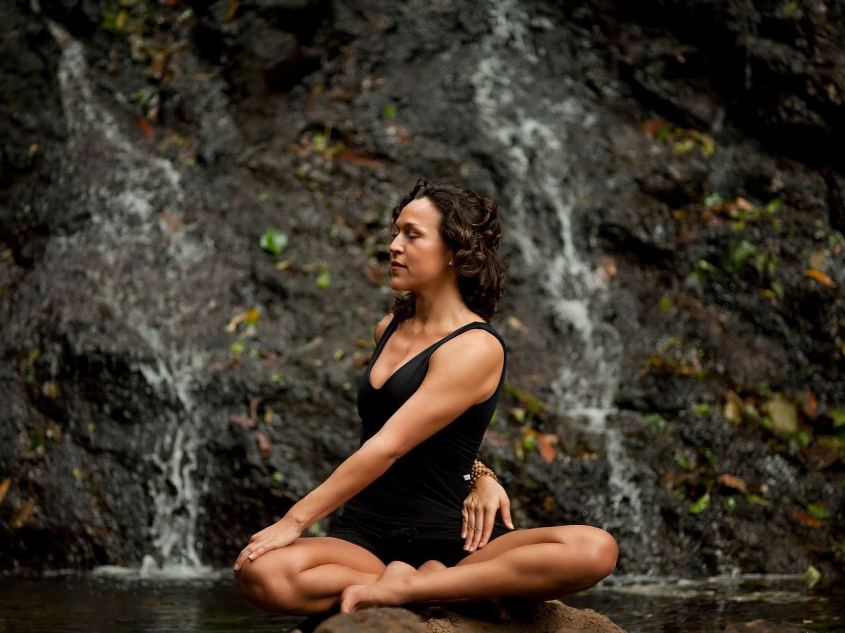 Yoga in the waterfall