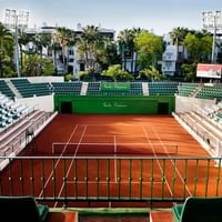 High angle shot of the Tennis court at Marbella Club Hotel