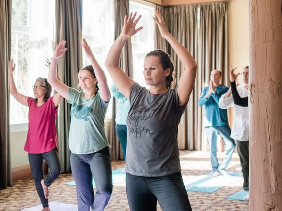 People doing Yoga at Alderbrook Resort & Spa