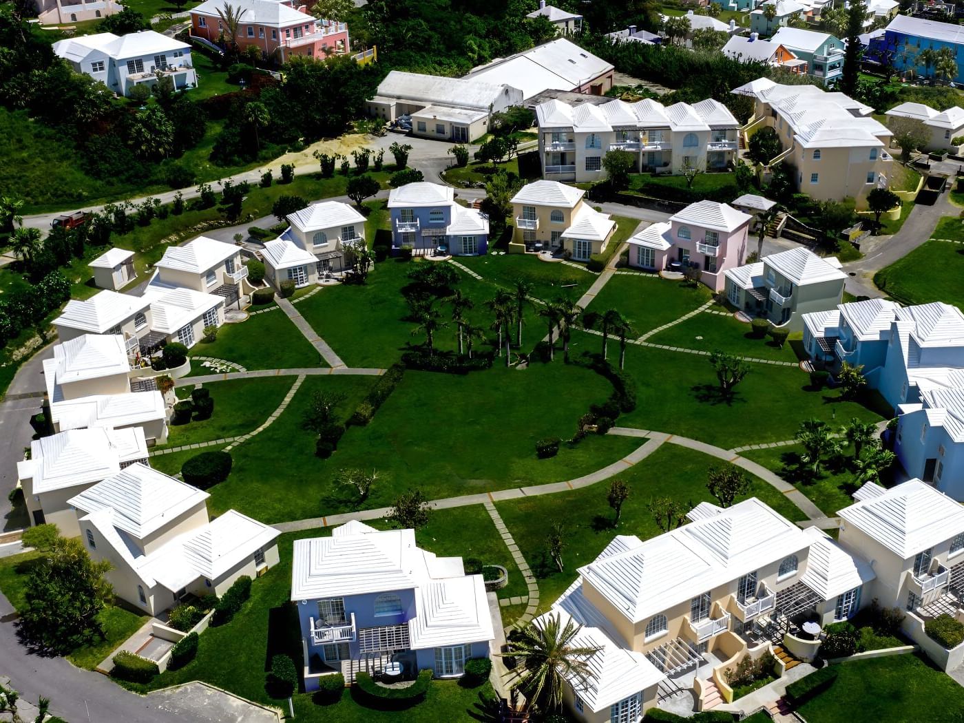 Aerial view of the golf city & hotel, St George's Club Bermuda