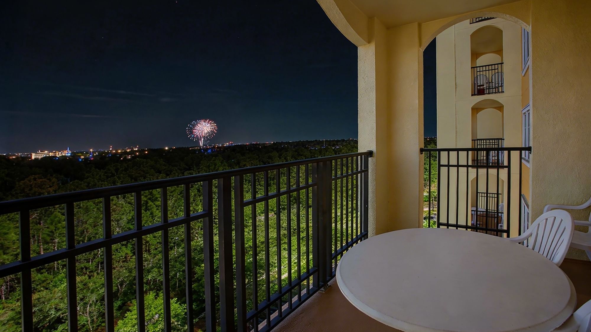 Private balcony with view of Walt Disney World® fireworks
