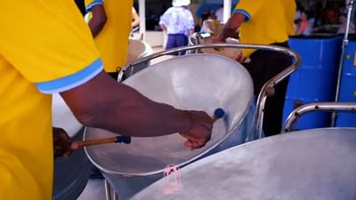 Close-up of Man playing an instrument at Southern Palms Beach