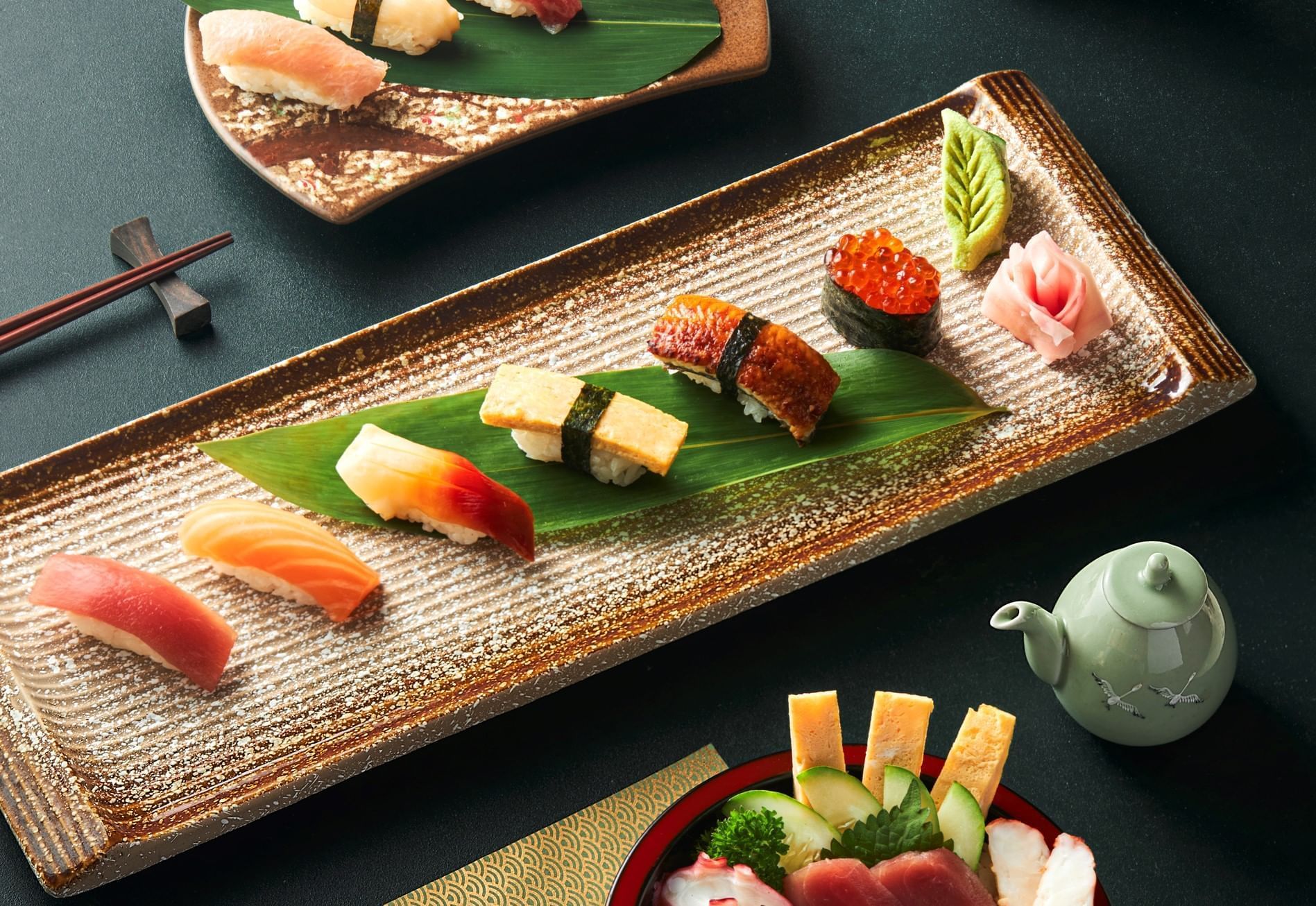 Nigiri sushi set in dining area at Hanoi Daewoo Hotel