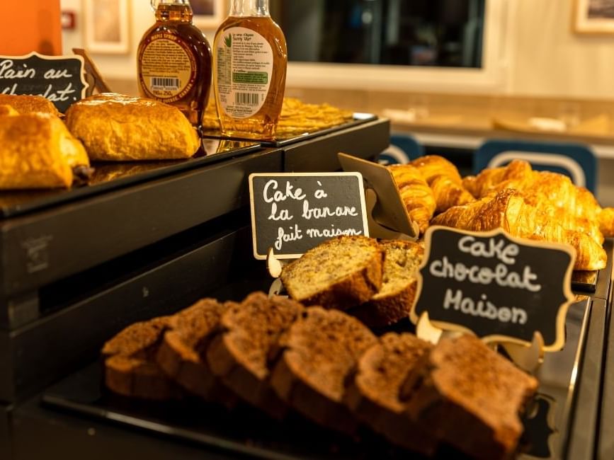 Close-up of cakes & croissants at Originals Hotel