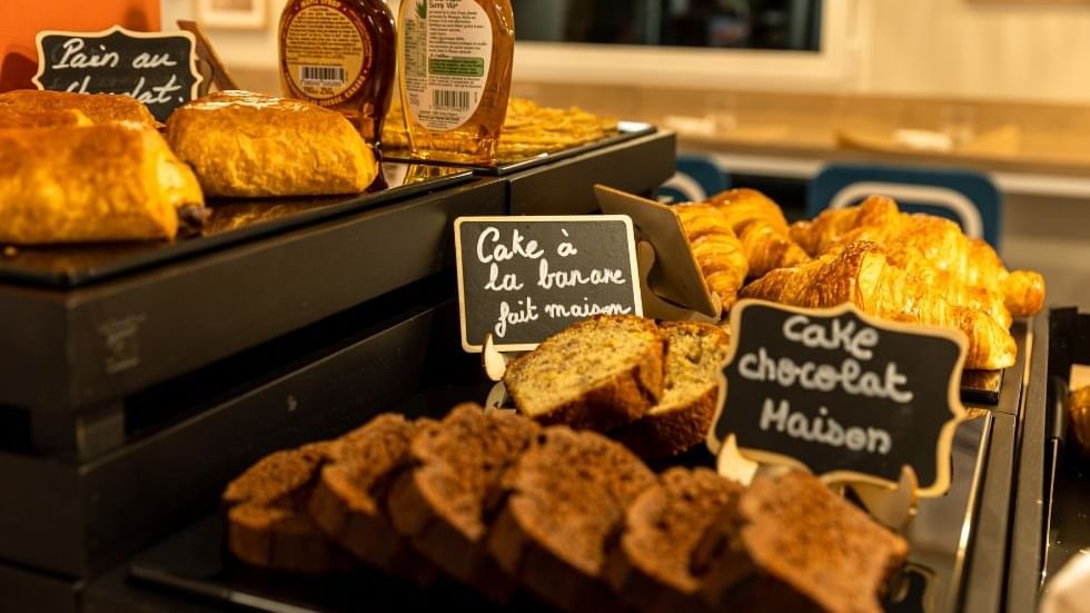 Close-up of cakes & croissants at Originals Hotel