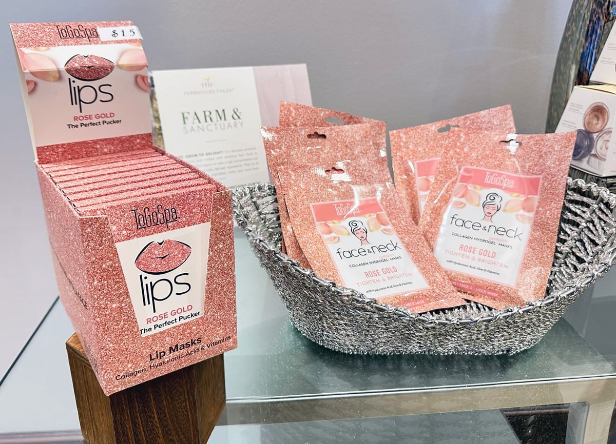 Rose gold lip masks and face & neck masks in Reflections Spa & Salon at Lake Buena Vista Resort Village & Spa