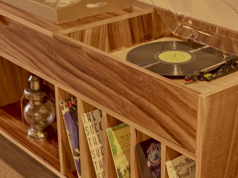 Record Player in Accessible room at  Live Aqua Resorts