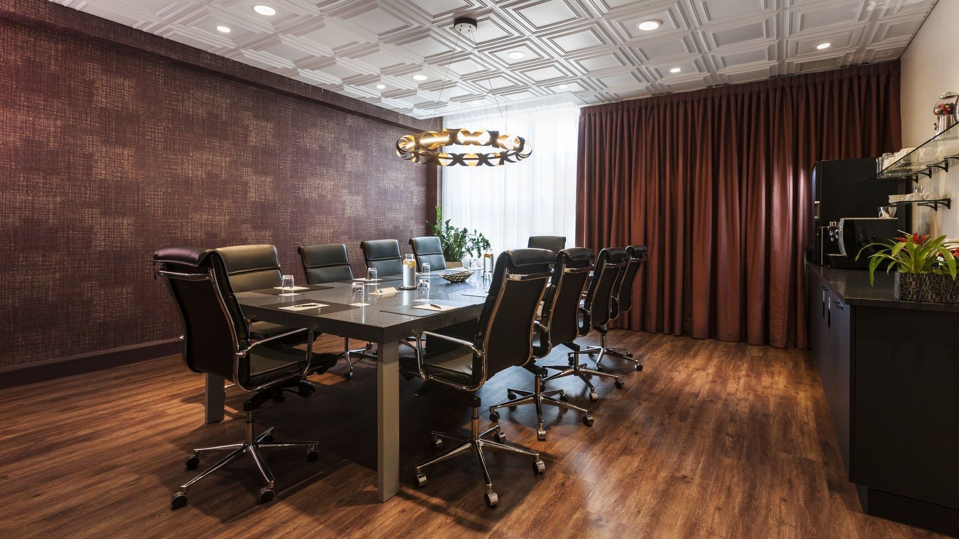 Boardroom table set-up in  Salon Du Président at Warwick Le Crystal