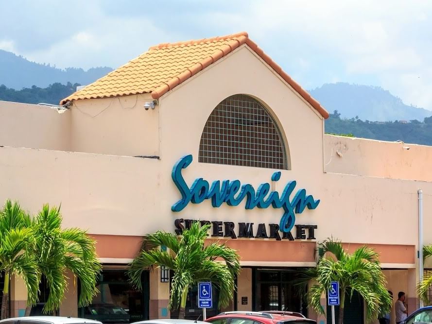 Exterior of Sovereign Supermarket near Jamaica Pegasus Hotel