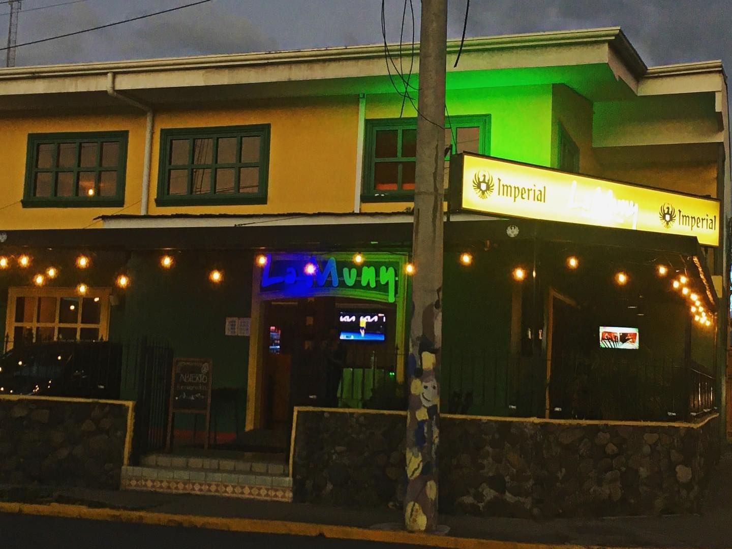 Exterior evening view of La Muny Restaurante & Bar near D Sabana Hotel, hotels in San Jose Costa Rica