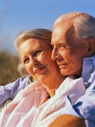Portrait of an Old Couple in the fields at White Mountain Hotel