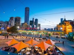 The evening distance view of Southbank near Hotel Grand Chancellor Melbourne