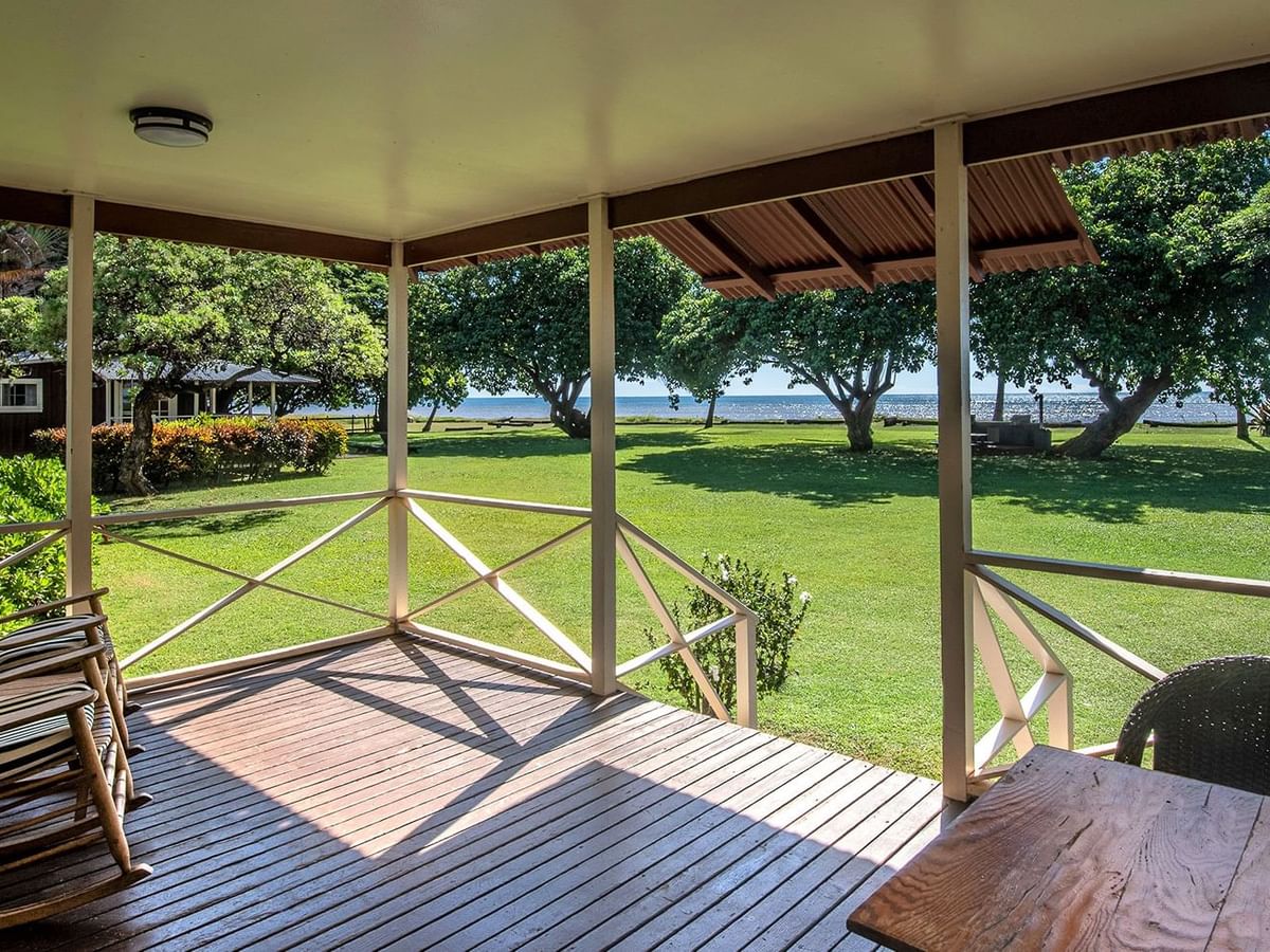 Waimea Plantation Cottages lawn and ocean view