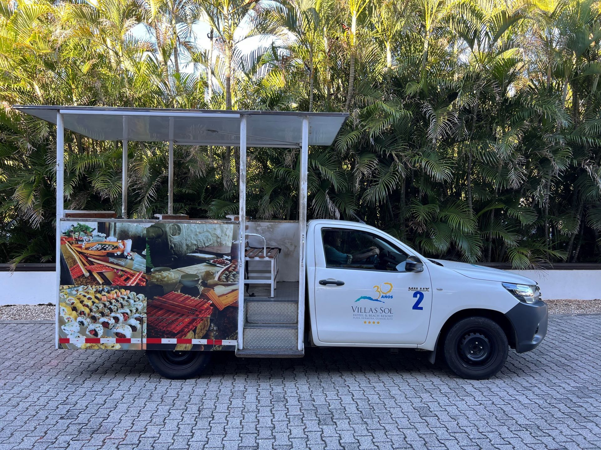 Internal shuttle parked at Villas Sol Beach Resort