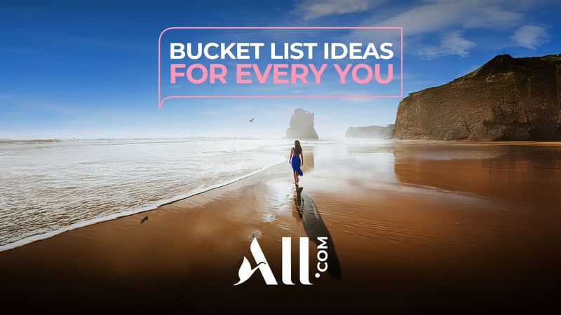 Bucket List Ideas for Every You poster featuring a woman walking on a beach used at Ibis Adelaide