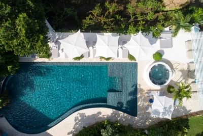 Aerial view of the pool area at Retreat Costa Rica