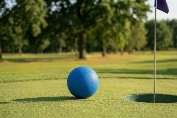 Close up image of a football at Wokingham Footgolf