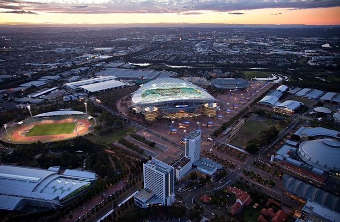 View of city from above - Novotel Sydney Olympic Park