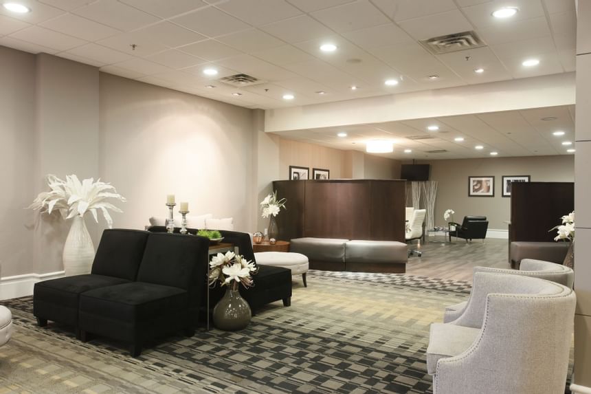 couches and chairs in a business lobby