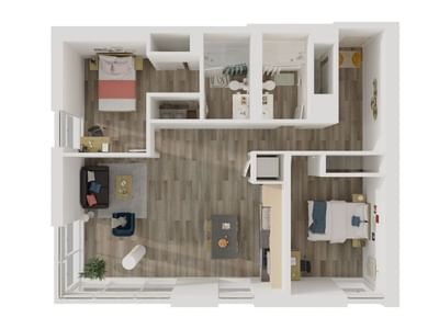 Laurent: 2 Bed 2 Bath Layout A