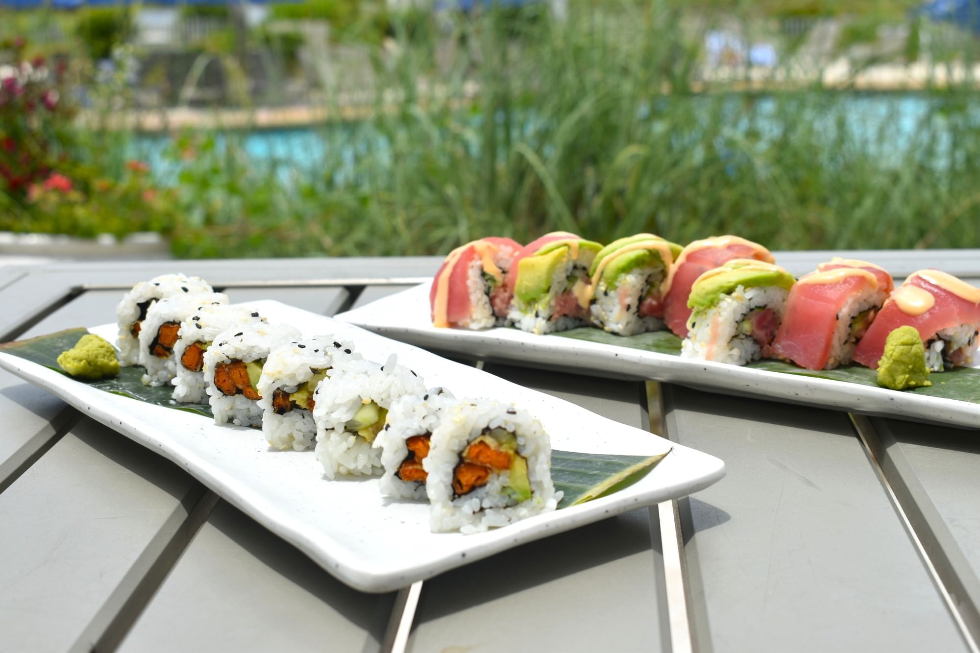 Beach Break Grill's Spicy Dunes and Welcome Californians sushi rolls