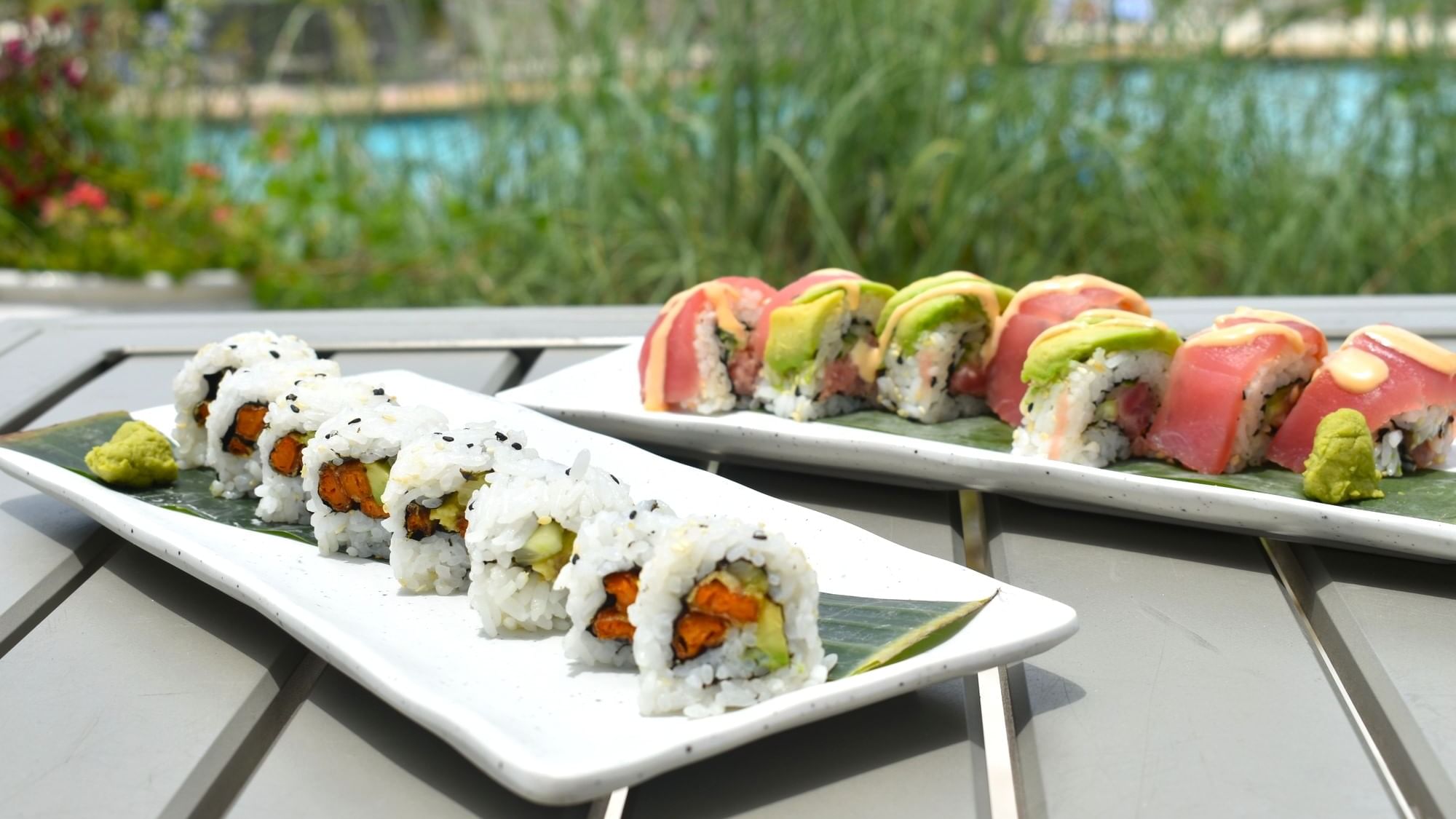 Beach Break Grill's Spicy Dunes and Welcome Californians sushi rolls