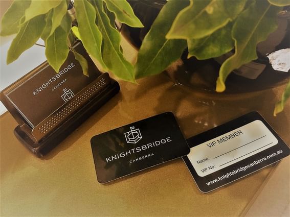 VIP Membership cards offer at Knightsbridge Canberra