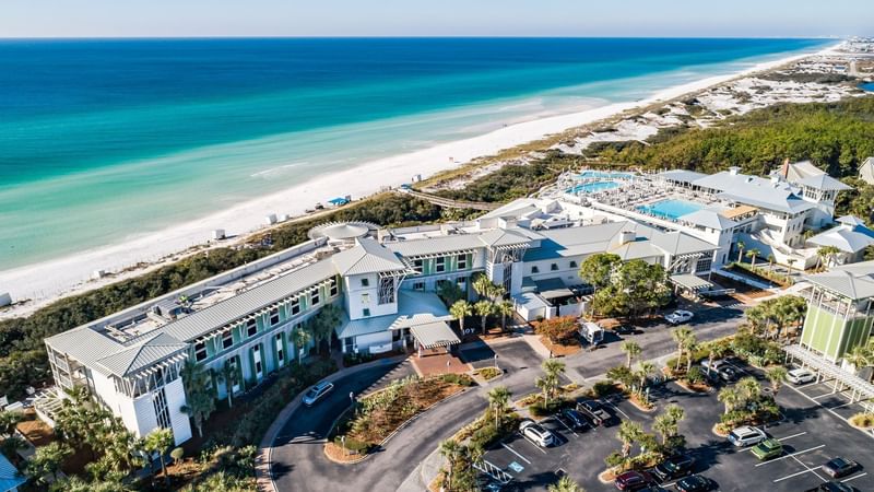 Aerial view of WaterColor Inn & Resort by beach
