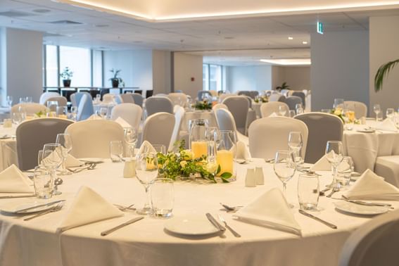 Banquet wedding reception table set-up for an Event at Hotel Grand Chancellor