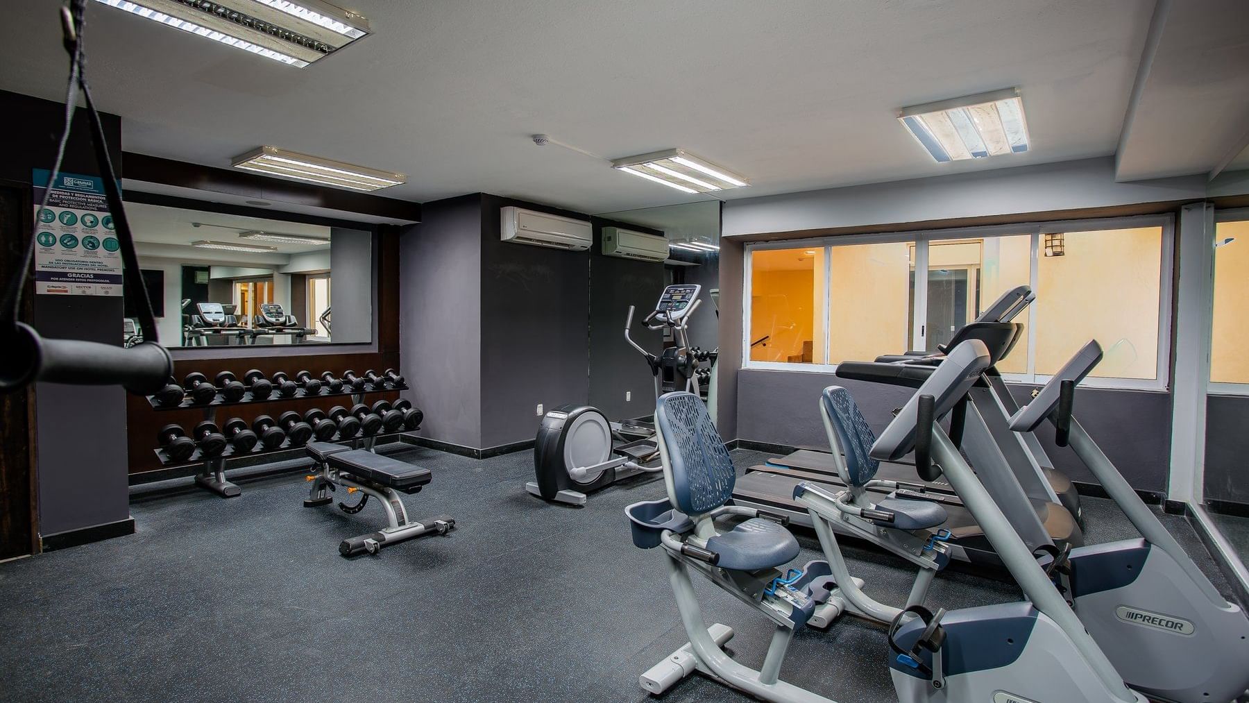 Exercise machines in a Gymnasium at Gamma Hotels
