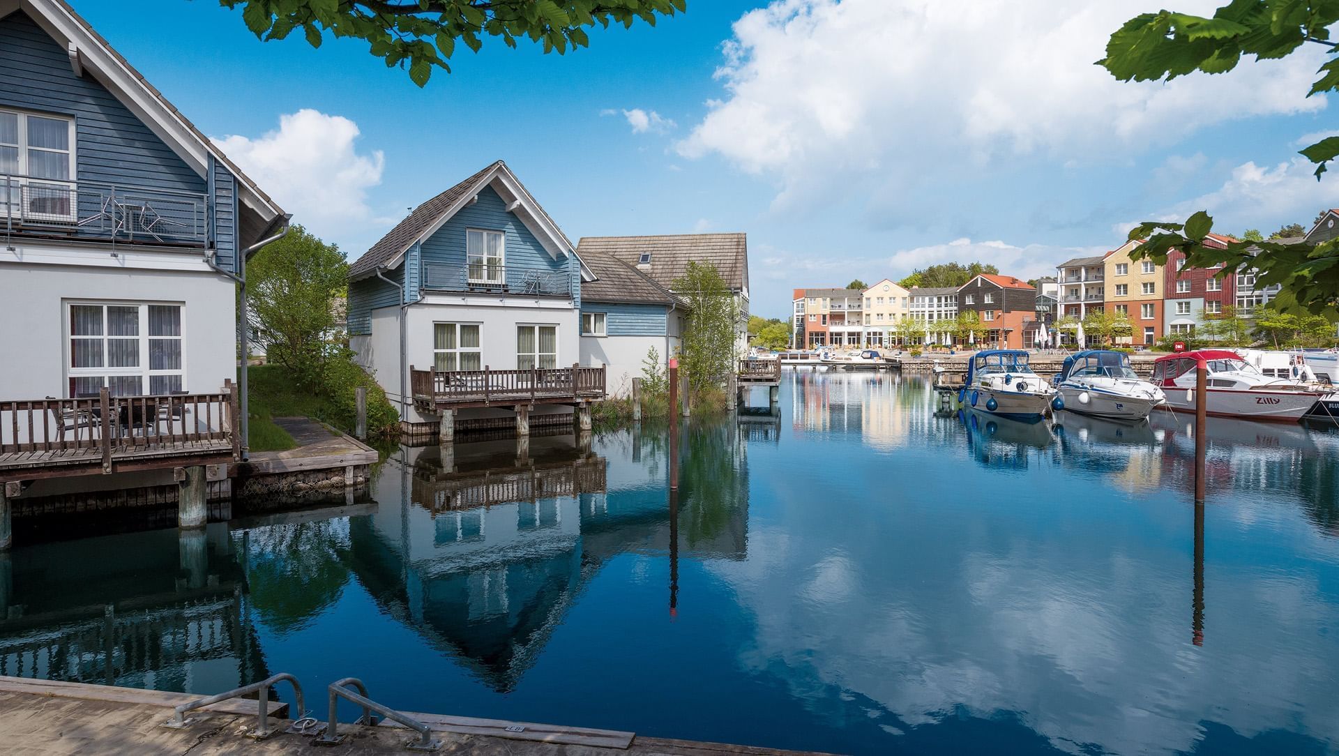 yacht and houses at Precise Resort Marina Wolfsbruch