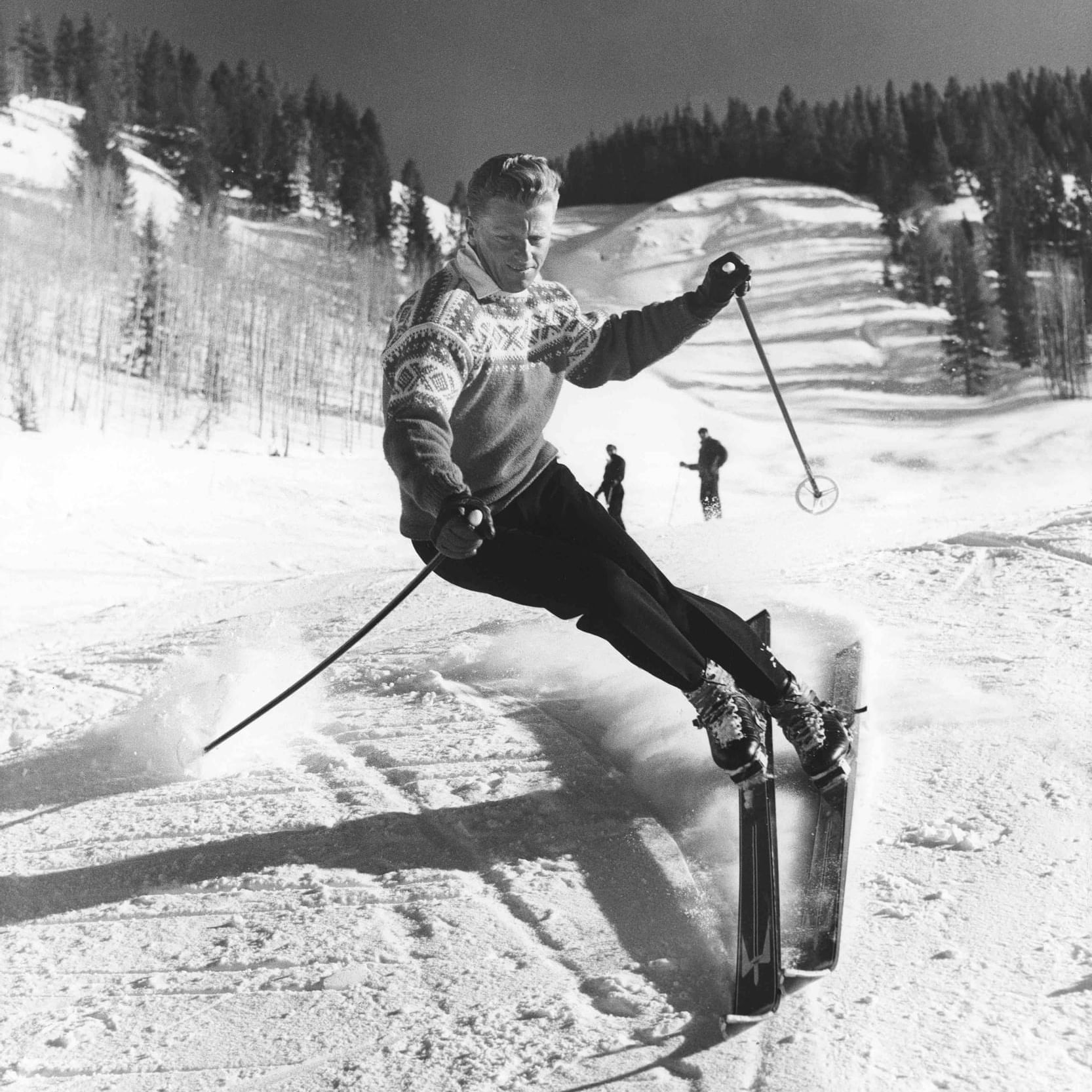 Portrait of a man skiing downhill at Stein Eriksen Lodge 