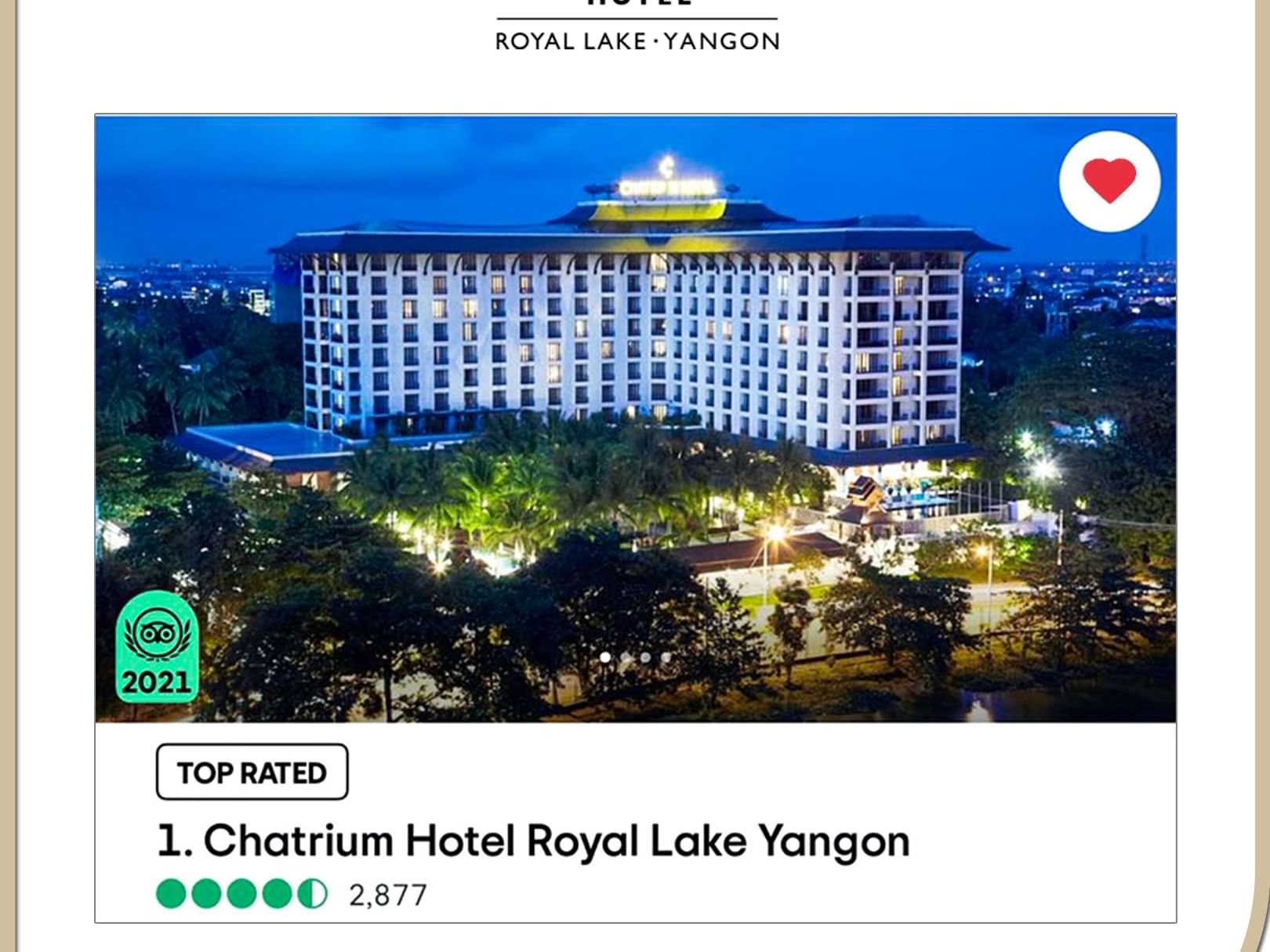 Website Poster of Chatrium Royal Lake Yangon