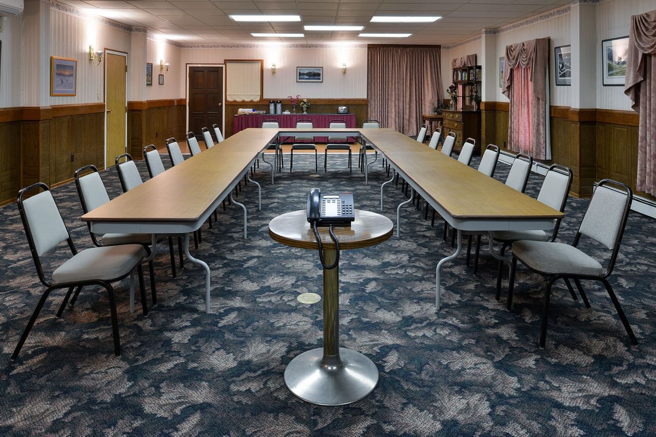 Boardroom tables in meeting room