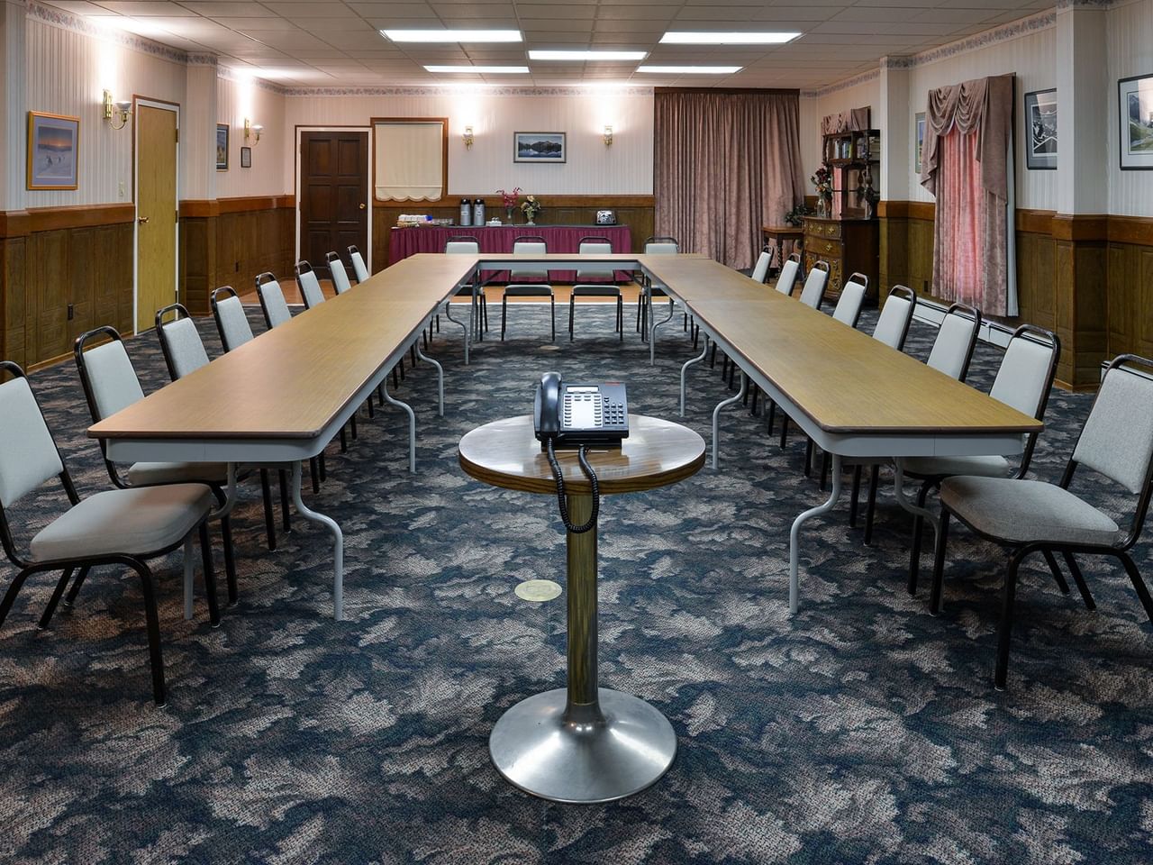 Boardroom tables in meeting room