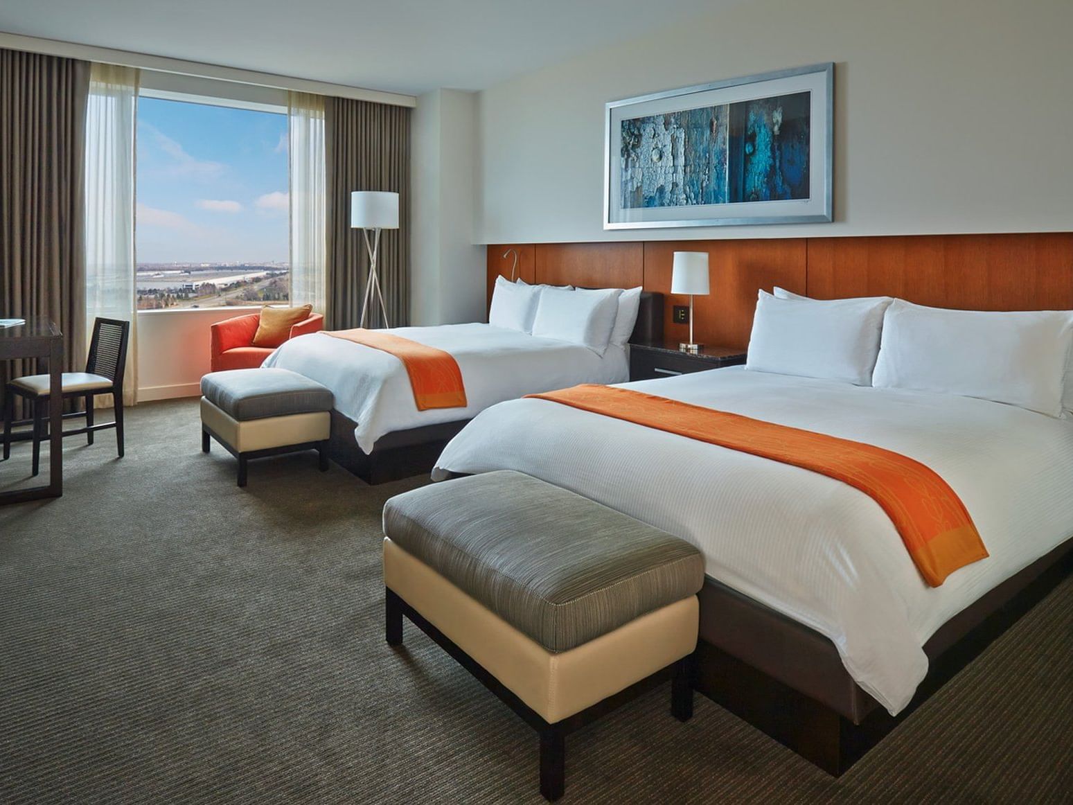two beds in a hotel room