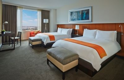 two beds in a hotel room